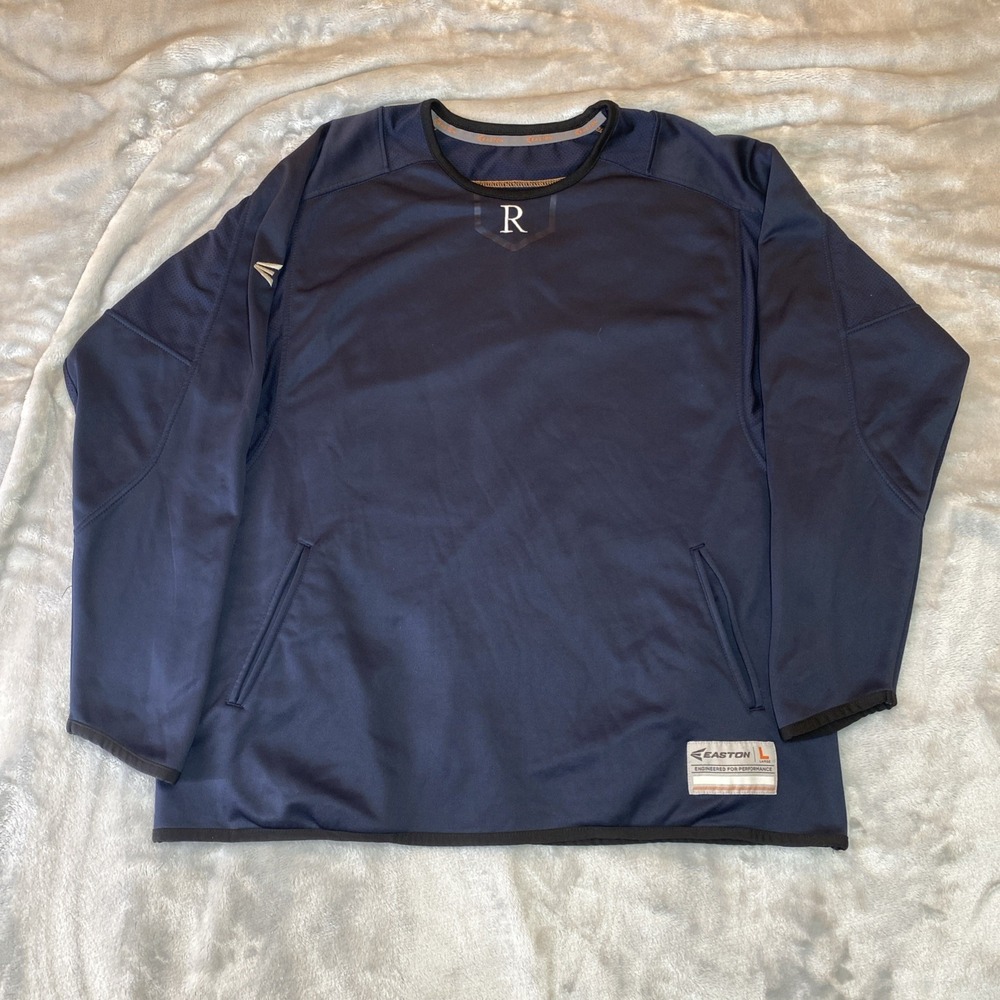 Easton Training Pullover Mens Large Navy Blue Long Sleeve Mesh Performance Top